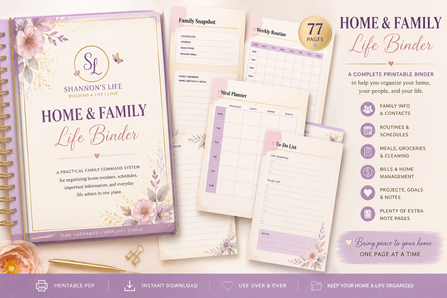 Home & Family Life Binder printable product mockup.