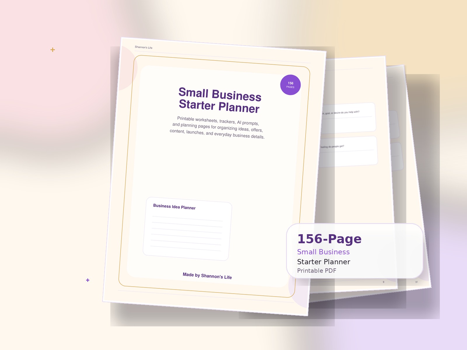 Small Business Starter Planner printable PDF product mockup.